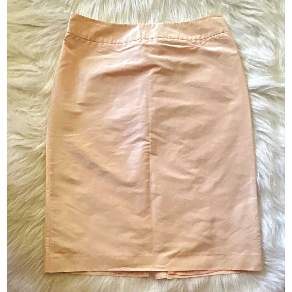 Calvin Klein Womens Pink Satin Silk Pencil Skirt 2 Knee Lined Slit Zip 502